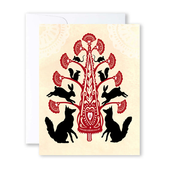 A2 card / 6 set --- Nordic Animal Tree