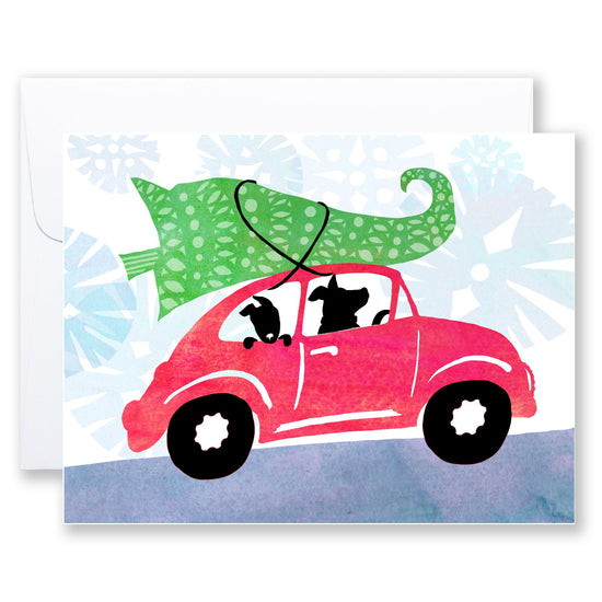 A6 note card / 6 set --- Christmas Beetle
